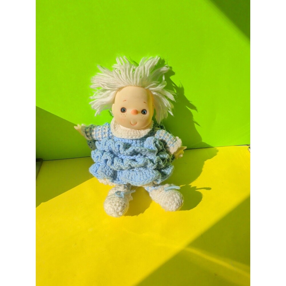 80s Vintage Doll Ice Cream Face Blueberry Muffin Crocheted Clothing Outfit